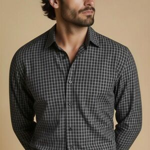 Van Heusen Men's Black Checkered Shirt XXL